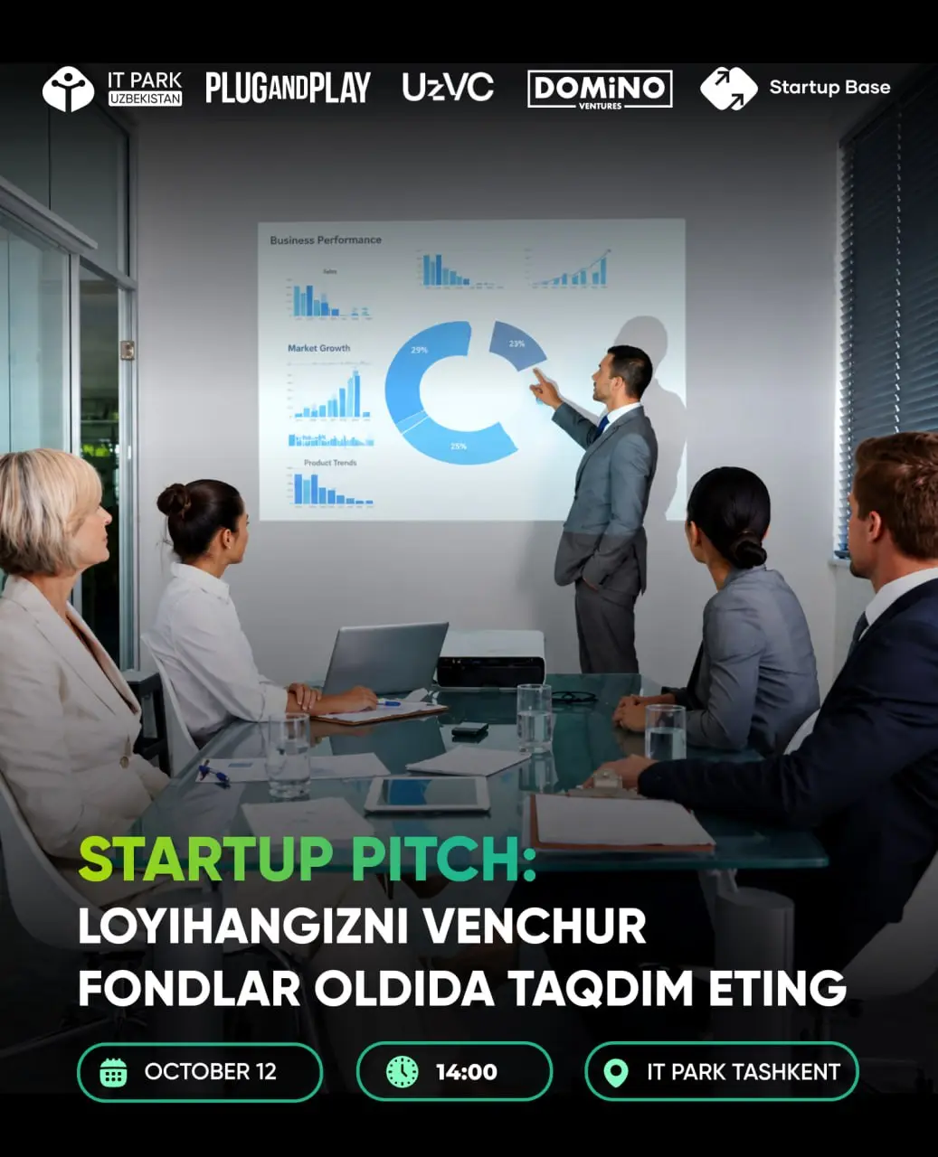 Startup Pitch для фаундеров перед венчурными фондами в IT Park Tashkent